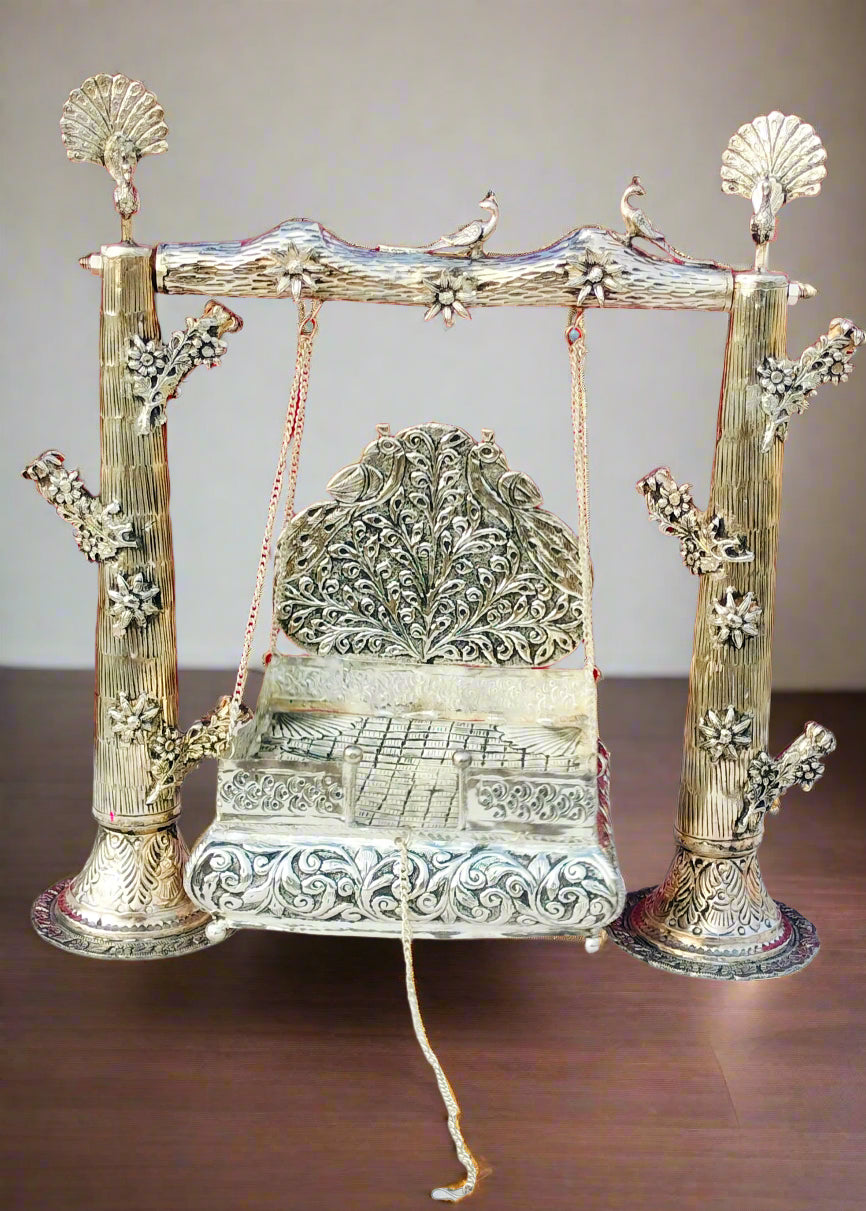 Antique German silver antique Tree design jhula for laddu gopal/ kahna/ idol